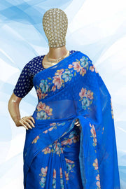 Linen Cotton Fancy Floral Saree