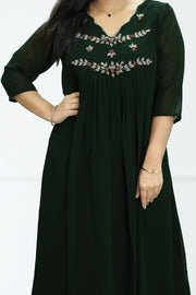 Flared Georgette Kurti – Cut Bead & Sequins Work