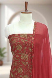 Cotton Churidar Material – Floral Print with Button Work