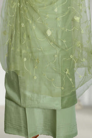 Silk Churidar Material with Floral Thread Embroidery