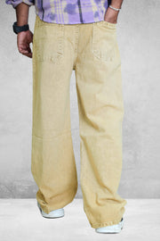 Wide-Leg Plain  Mens Baggy Jeans