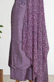 Silk Churidar Material with Floral Print & Mirror Work
