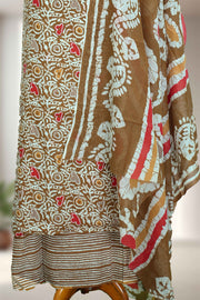 Cotton Churidar Material – Embroidery Thread Work & Batik Print