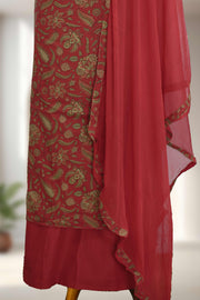 Cotton Churidar Material – Floral Print with Button Work