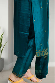 Silk Churidar – Golden Embroidery with Sequins