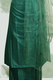 Silk Churidar Material –  Floral Thread & Sequins Work