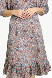 Floral Semi Chiffon Night Dress