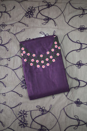 Floral Thread Work Silk Churidar Material