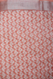 Linen Saree with Batik Design & Tassel Finish