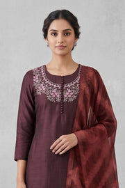 Silk Churidar Material – Floral Thread Work with Sequins