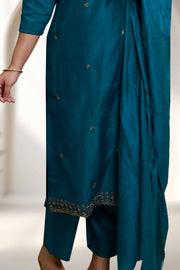 Silk Churidar with Copper Thread Work