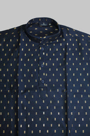 Paul Berg Men’s Short Kurta – Golden Print Work