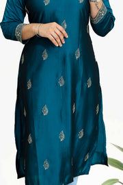 Soft Silk Kurti – Floral Thread Work