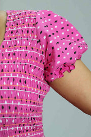 Cotton Night Dress with Smocking Design