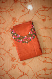 Floral Thread Work Silk Churidar Material