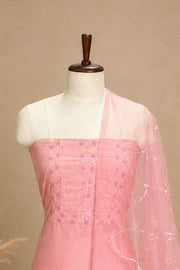 Silk Churidar Material –  Floral Thread & Sequins Work