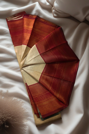 Semi Silk Saree – Brocade Work & Geometric Motif