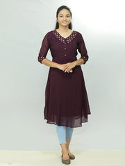 Women Embroidered Georgette Flair Feeding Kurti - ₹624/-