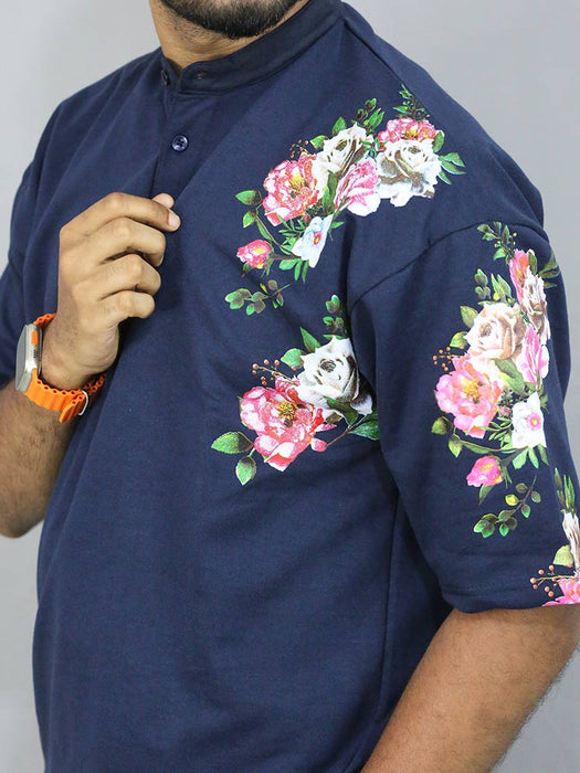 Men Five  Sleeve Flower Printed  T shirt - HOG & FOG