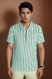 Men’s Loop Knit Collar T-Shirt with Front Zip Design