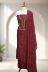 Silk Churidar Material with Golden Embroidery