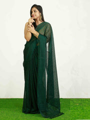 Elegant Fancy Net Saree with Glitter Work and Tassel Border - ₹293