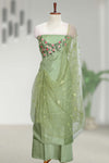 Silk Churidar Material with Floral Thread Embroidery