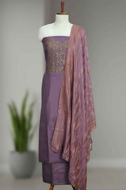 Silk Churidar Material with Sequin & Golden Thread Embroidery