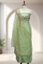 Silk Churidar Material with Embroidery Work