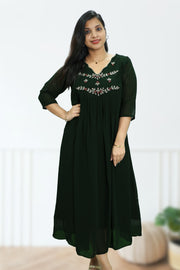 Flared Georgette Kurti – Cut Bead & Sequins Work
