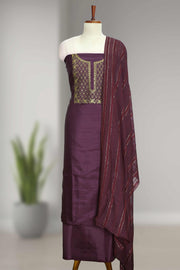Silk Churidar Material with Golden Embroidery