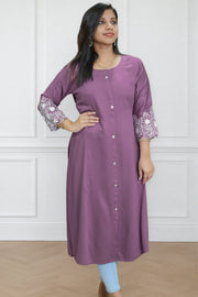 Women  Embroidered  A-line Kurti