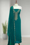 Silk Churidar Material with Golden Embroidery