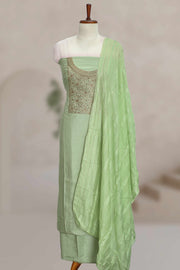 Silk Churidar Material with Golden Embroidery and Box Work
