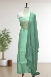 Silk Churidar Material with Sequin & Golden Thread Embroidery