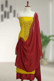 Silk Churidar Material – Golden Embroidery & Sequins Work