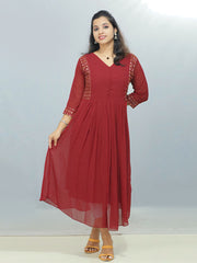 🌸 Serene Elegance: A-Line Maternity / Feeding Georgette Kurti - Just ₹709! 🌸