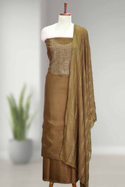 Silk Churidar Material with Golden Embroidery