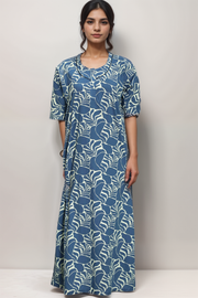 Cotton Nighty with Printed Design & Zip Closure