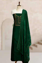 Silk Churidar Material with Golden Embroidery and Box Work