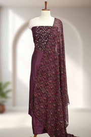 Silk Churidar Material – Ajrakh Print with Mirror Work