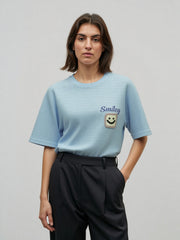 Loopknit Short Top with Printed Design
