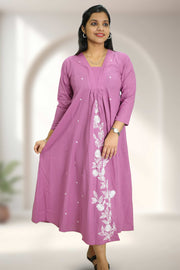 Women Floral Thread Work Detail Pure Cotton Kurta