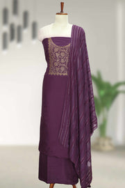 Silk Churidar Material with Golden Embroidery