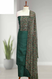 Silk Churidar Material with Mirror Work & Print