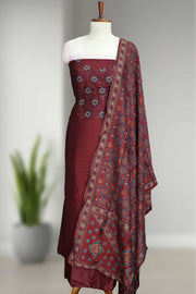 Elegant Silk Churidar Material with  Embroidery Thread Work