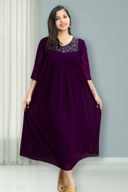 Georgette Flared Top with Cut Beads Work