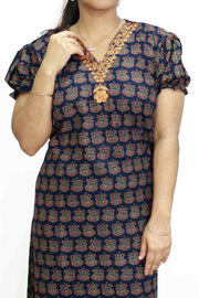 Ajrakh Cotton Night Dress – Comfort Meets Craft