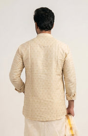 Paul Berg Men’s Short Kurta – Golden Print Work
