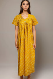 Cotton Nighty – Printed with U Neck